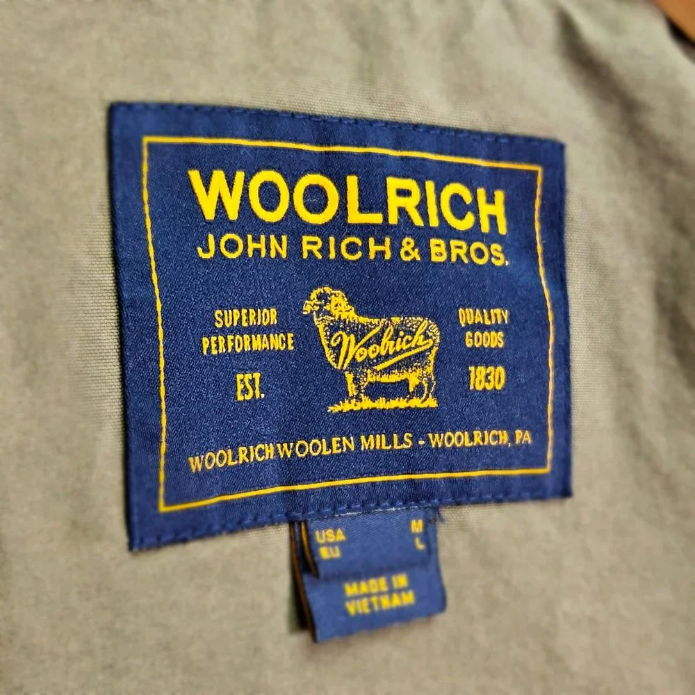Woolrich Field Military Jacket Mens Sz M Green Buttons Long Sleeve Cargo Pockets - Picture 14 of 16
